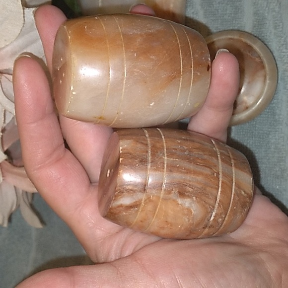 1960s Solid Marble 3 Piece Salt and Pepper Set - Picture 5 of 14